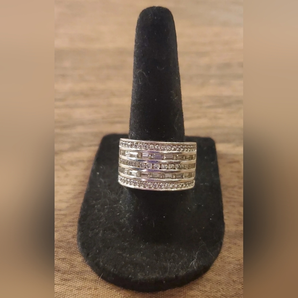 Retired QVC Diamonique Epiphany 5 Row Band Ring